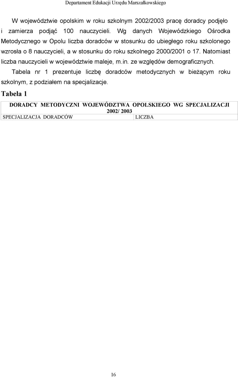 do roku szkolnego 2000/200 o 7. Natomiast liczba nauczycieli w województwie maleje, m.in. ze względów demograficznych.