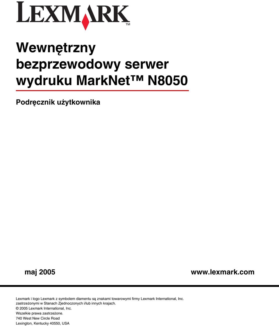 com Lexmark i logo Lexmark z symbolem diamentu są znakami towarowymi firmy Lexmark