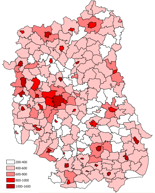 Pozycja rozwojowa - przedsiębiorczość Nasycenie przedsiębiorczością 164 tys.