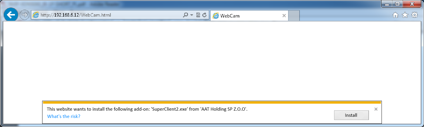 When you connect to the camera, web browser will download the applet for displaying images from the camera. In Internet Explorer it may be necessary to accept an ActiveX control.