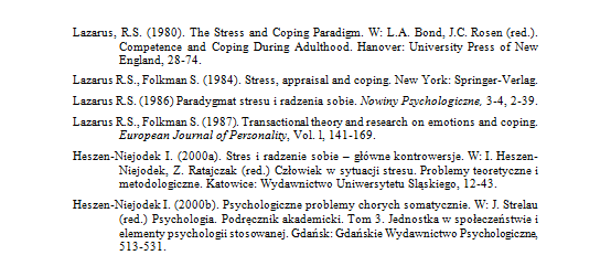 W spisie literatury umieszcza się pełny przypis bibliograficzny, z taką zmianą, że po pierwszym elemencie występuje rok (z ewentualnie występującą po nim literą alfabetu).