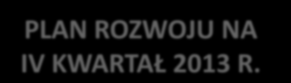 PLAN ROZWOJU NA IV KWARTAŁ 2013 R.