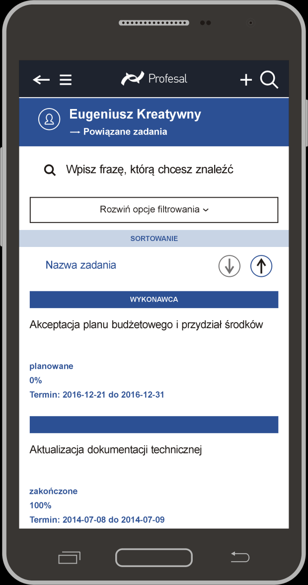 Strona główna Na górze strony głównej znajduje się pasek wyszukiwarki pozwalający na przeszukiwanie zasobów systemu.