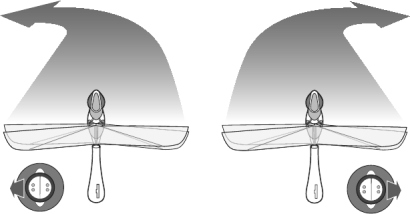 4. Przesuń lewy drążek (ciągu) na kontrolerze do góry, zwiększając prędkość poruszania skrzydłami. Kontrolujesz w ten sposób szybkość i wysokość lotu ważki.