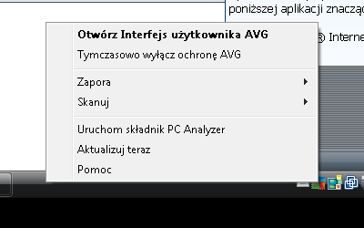 Ikona AVG na pasku zadań Jeśli ikona na pasku zadań jest kolorowa i nie zawiera żadnych dodatków, oznacza to, że wszystkie składniki systemu AVG Internet Security 2012 są aktywne i w pełni