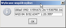 55 Mazowiecki System Informacji Przestrzennej - Moduł Rejestrów rys. 1-80 Zaznacz obszar do selekcji - ikona służy do zaznaczania obiektów na mapie.