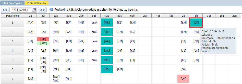 Planowanie i ewidencja zastępstw W wyświetlonym oknie uzupełnić puste pola. Zapisać zmiany.