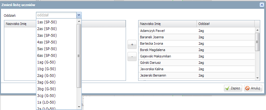 Dokumentowanie lekcji przez nauczyciela w module Lekcja Rysunek 105.