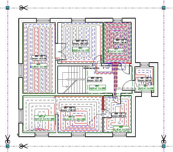 Lekcja 2 - Purmo-therm HR 4.5 3. Kontrolujemy ułożenie granic arkuszy papieru na rysunku i ewentualnie dokonujemy korekty za pomocą myszki.