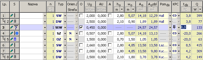 Lekcja 3 Purmo-therm HR 4.5 + Purmo-OZC 4.5 5. Program do wstawionych w edytorze graficznym przegród poziomych, czyli podłóg i stropów dopasowuje automatycznie typ przegrody.