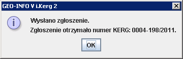 Po zatwierdzeniu praca geodezyjna zostaje zarejestrowana w ośrodku dokumentacji uzyskując numer KERG.