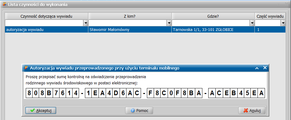 Autoryzacja wywiadu w programie WYWIAD Plus Na liście czynności do wykonania należy wybrać przycisk Autoryzuj wywiad.