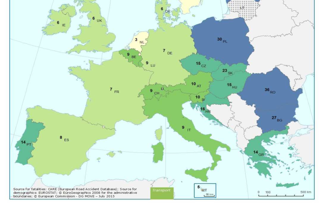 mieszkańców UE 11,5 3 Liczba zabitych pieszych na