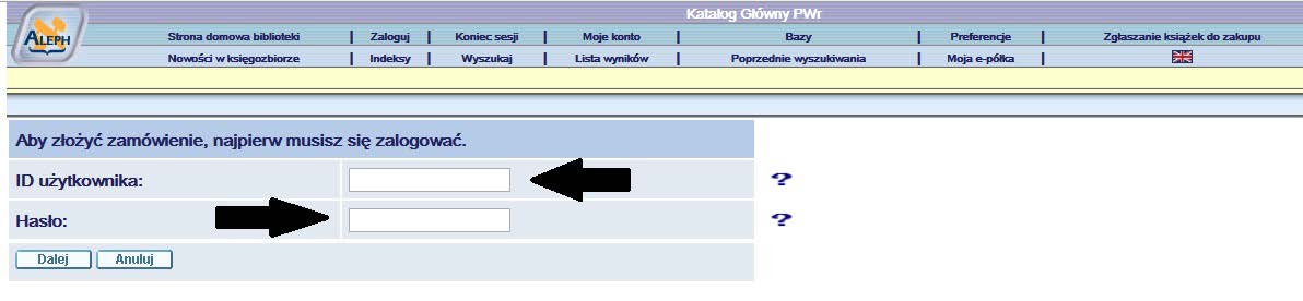 czyli podać ID użytkownika i hasło Jako id i hasła można użyć: