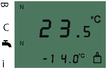 Przegląd funkcji Programator Wyświetlacz Wybór temperatury tryb grzewczy Klapka frontowa Standardowa sygnalizacja Sygnalizacja statusu Sygnalizacja temperatury pokojowej