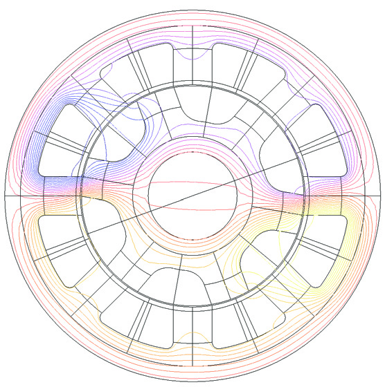 205 Rys. 1. Przekrój silnika SRM 8/6 Fig. 1. SRM 8/6 cross section Rys. 2. Rozkład strumienia Fig. 2. Flux linkage distribution 4. WYNIKI BADAŃ SYMULACYJNYCH PROJEKTOWANEGO SILNIKA SRM 4.1. CHARAKTERYSTYKI STATYCZNE Na bazie modelu polowego wyznaczono charakterystyki statyczne zaprojektowanego silnika SRM 8/6.