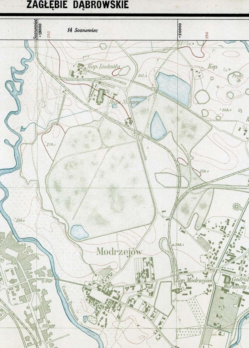 Rys. 5. Fragment arkuszu mapy górniczej z Zagłębia Dąbrowskiego wydanej w latach 1923 1925 Fig. 5. Fragment of a mining map sheet from the Dąbrowski Basin published in years 1923 1925 5.