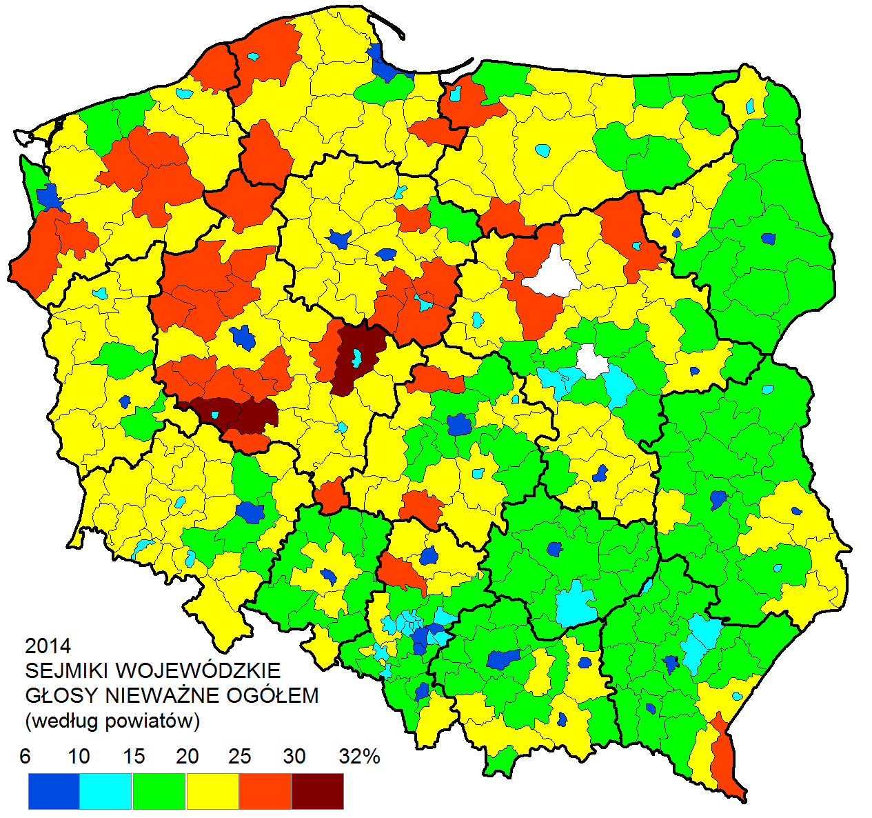 ROK 2014 SEJMIKI WOJEWÓDZKIE, DANE WEDŁUG POWIATÓW (według PKW/KBW