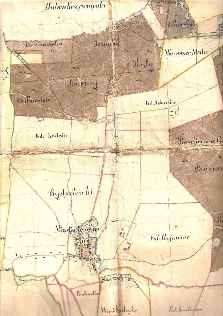 Księże Florian Adam Woroniecki h. Korybut zlecił w 1859 roku jeometrze patentowemu wykonanie planów swoich dóbr. Zlecenie zrealizował Piotr Brandt. Poniżej prezenyuję niewielki wycinek jego pracy.