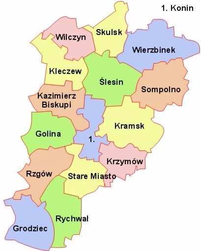 IV. PLAN ZRÓWNOWAŻONEGO GOSPODAROWANIA ENERGIĄ MIASTA KONIN IV.1. OGÓLNA STRATEGIA MIASTA KONIN IV.1.1. Charakterystyka stanu aktualnego Miasta Konin Mapa IV Lokalizacji Powiatu Konińskiego i Gminy Konin Źródło: https://www.