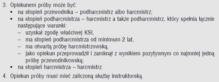 ZADANIA OPIEKUNA PRÓBY na podstawie SYSTEMU STOPNI