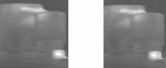 362 Rys. 1. Termalny stereogram monitora komputerowego Obrazy przedstawione na rys. 1, jeśli są w małej skali, obserwuje się stereoskopowo stosunkowo łatwo.