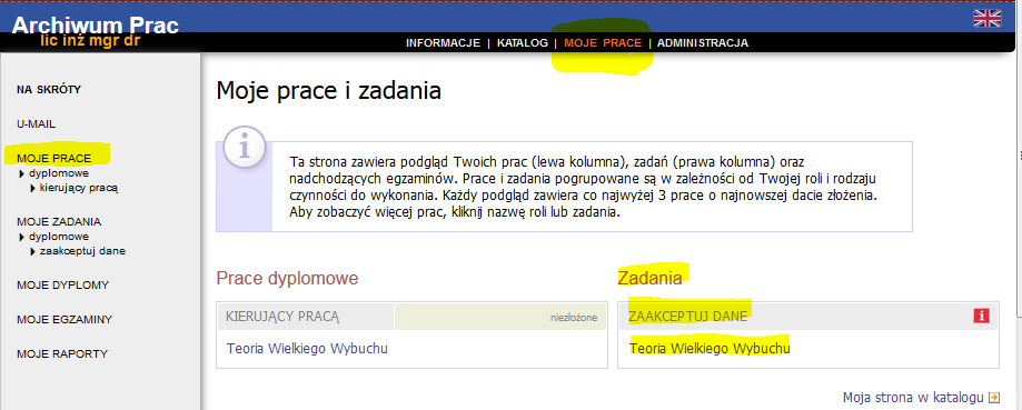 APD ARCHIWUM PRAC DYPLOMOWYCH DLA PROMOTORA Logowanie W przeglądarce należy wpisać adres: https://apd.chopin.edu.pl oraz kliknąć na zaloguj się. Identyfikator wg schematu imię.