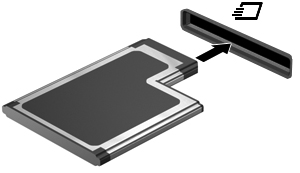 Wkładanie karty ExpressCard OSTROŻNIE: Aby uniknąć uszkodzenia komputera lub zewnętrznych kart pamięci, nie należy wkładać kart PC Card do gniazda ExpressCard.