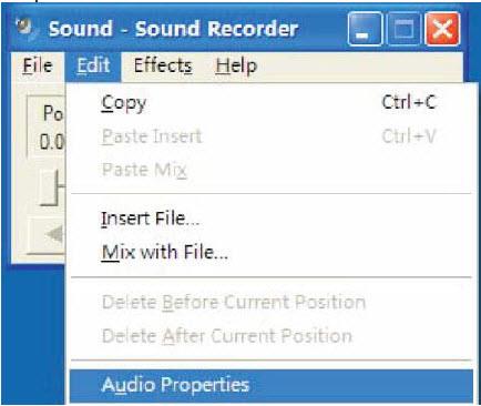 - wybierz Edycja (Edit) i naciśnij Ustawienia Audio ( Audio Properties)