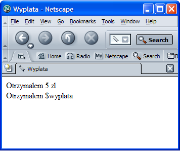 Czy widzisz już różnicę między cudzysłowami i apostrofami? Prześledźmy dokładnie program. Zaczynamy od linii następującej po znaczniku <?php, czyli od początku kodu PHP.