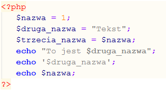 Zmienne cd. Obsługa zmiennych w PHP jest uproszczona do minimum.