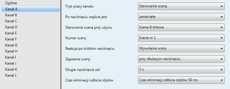 Uruchamianie tryb Sterowanie sceną 3.2.6.2 Parametry podczas sterowania przy użyciu Scena 8-bitowa To okno parametrów jest widoczne, jeżeli scena jest sterowana przy użyciu funkcji Scena 8-bitowa.