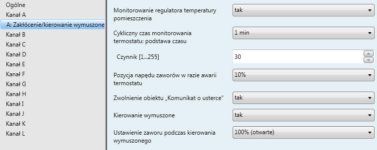 Uruchamianie tryb Sterowanie napędem zaworów 3.2.7.2 Okno parametrów A: Zakłócenie/kierowanie wymuszone Ten parametr jest widoczny, jeżeli w funkcjach parametru Zwol. funkcji monit.