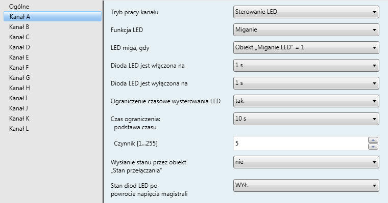 Uruchamianie tryb Sterowanie LED 3.2.8.