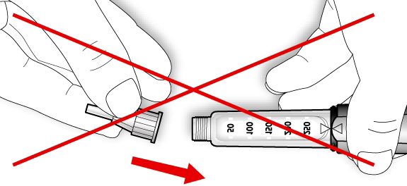 C. Zamocować igłę wstrzykiwacza do uchwytu wkładu. W momencie łączenia utrzymać oba elementy w jednej linii.
