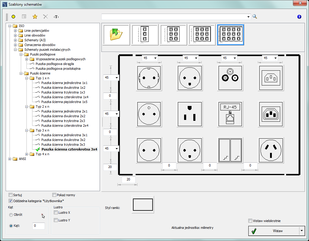 CADprofi Electrical zmiany w schematach puszek instalacyjnych Wprowadzono