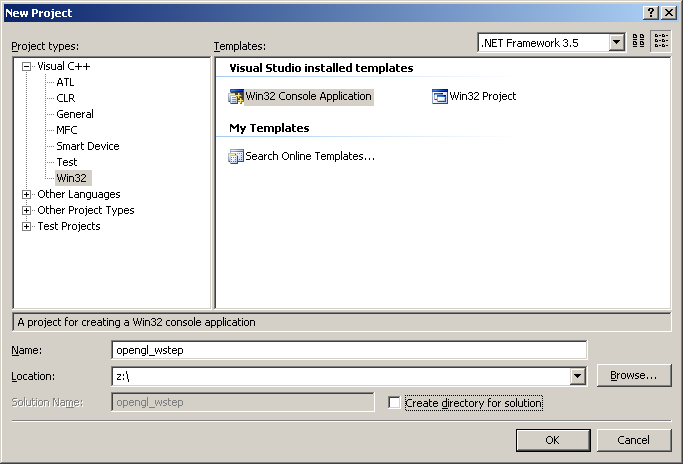 Prosty program... /3/ Typ projektu (Visual C++ Win32 Win32 Console App.