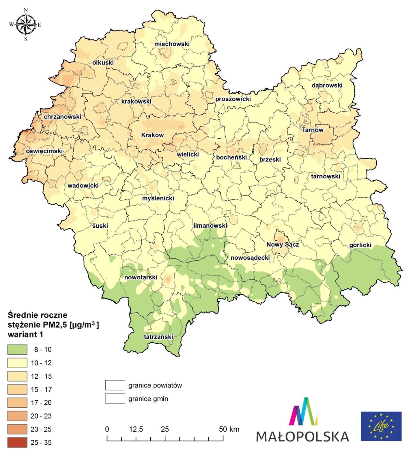 Efekty działań Rysunek 4-29 Rozkład oczekiwanych stężeń