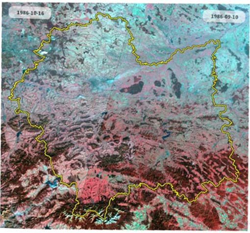 Mapa zmian pokrycia terenu Małopolski 1986-2011 wykonana w oparciu o klasyfikację obiektową obrazów satelitarnych LANDSAT oraz RapidEye. lat 2010 2011.