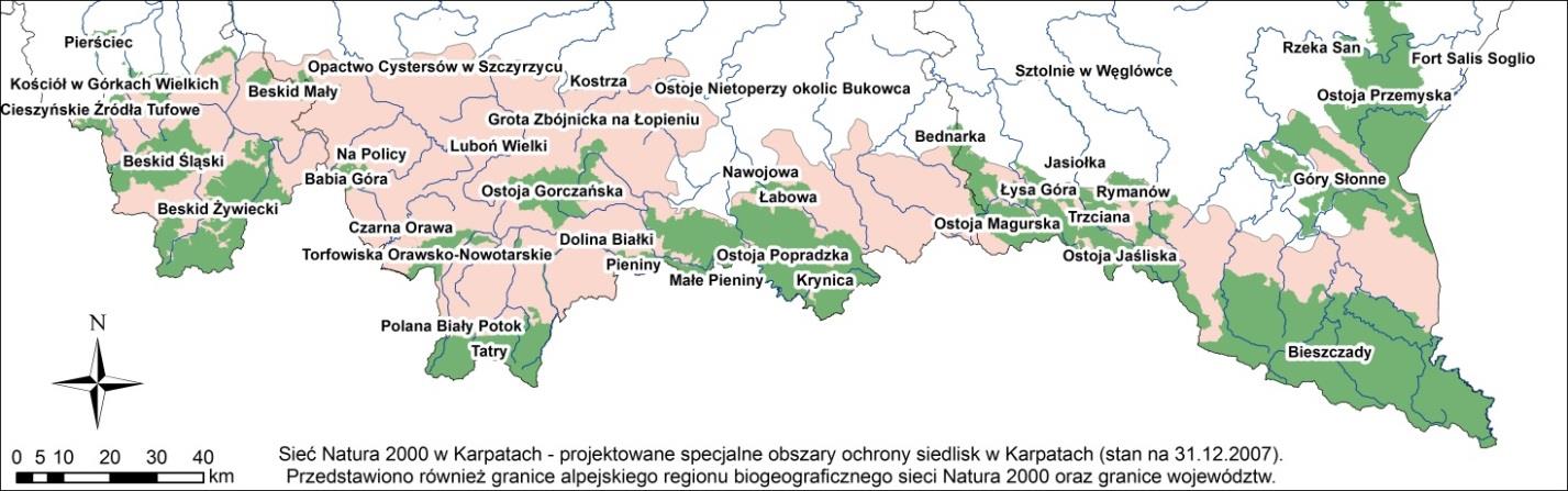 Lokalizacja miejscowości Smerek Mapa Specjalnych Obszarów Ochrony Siedlisk południowej części Polski (zielony) BIESZCZADZKI PARK NARODOWY WRAZ Z OTULINĄ to najcenniejsza ostoja ssaków i ptaków