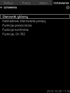 8.7 Ustawienia (4) 8.7.1 Sterownik główny (4.1) Polski (PL) Rys. 36 Ustawienia W tym menu można ustawić następujące funkcje: Sterownik główny Regulator PI, Alternatywne wartości zadane, Zew.