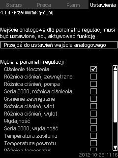 8.7.6 Ustawienia funkcji wpływu (4.1.3.2) Ustawienia > Sterownik główny > Zew. wpływ na wartość zad. 1. Ustawić funkcję wpływu. 2. Ustawić liczbę punktów. 3. Ustawić: Wartość wejścia zew. (Punkt 1.