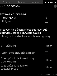 8.7.49 Min. ciśnienie (4.4.2) 8.7.50 Maks. ciśnienie (4.4.3) Polski (PL) Rys. 99 Min. ciśnienie Ciśnienie tłoczenia będzie kontrolowane jeżeli zastosowaniem jest podnoszenie ciśnienia.