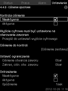 8.7.53 Pompy poza zakresem obciążenia (4.4.7) Jeżeli ciśnienie nie zostanie zmniejszone w ustawionym czasie, zawór elektromagnetyczny zostanie zamknięty i nastąpi sygnalizacja ostrzeżenia.