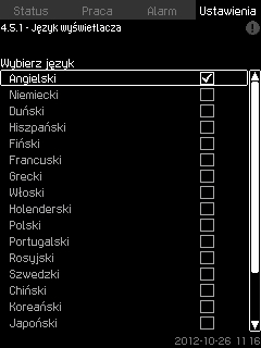 8.7.57 Funkcje, CU 352 (4.5) 8.7.58 Język wyświetlacza (4.5.1) Polski (PL) Rys. 108 Funkcje, CU 352 W tym podmenu możliwe jest wprowadzenie podstawowych ustawień CU 352.