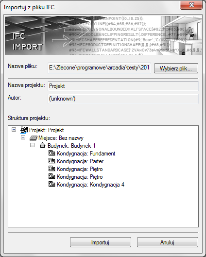 Współpraca z innymi programami WSPÓŁPRACA Z PROGRAMAMI OBSŁUGUJĄCYMI FORMAT IFC Funkcja ta ma zadanie wczytywać projekty zrobione w innych programach (Archicad, Revit, Allplan), odwzorowując obiekty