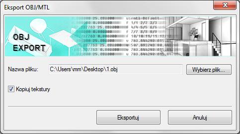 Współpraca z innymi programami EKSPORTUJPROJEKTU DO FORMATU OBJ Budynek zaprojektowany w programie ArCADia-ARCHITEKTURA można przenieść do programów do zaawansowanej wizualizacji 3D (Maja, 3D Studio).