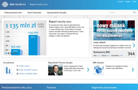 Przejrzysta i efektywna polityka informacyjna Stały dialog z inwestorami Strona internetowa Banku w języku polskim i angielskim zwierająca wszystkie informacje wymagane przez przepisy i Dobre