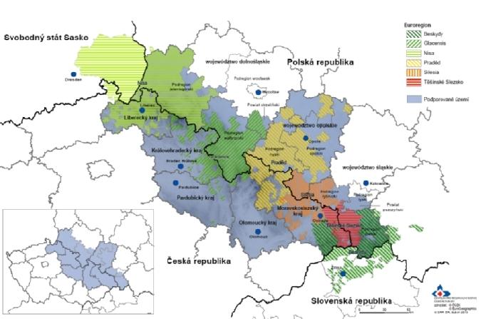 Rysunek 23 Obszar wsparcia Programu Współpracy Transgranicznej Republika Czeska Rzeczpospolita Polska 2014 2020 129 Tabela 34 Wybrane działania, które mogą uzyskać dofinansowanie w ramach Programu