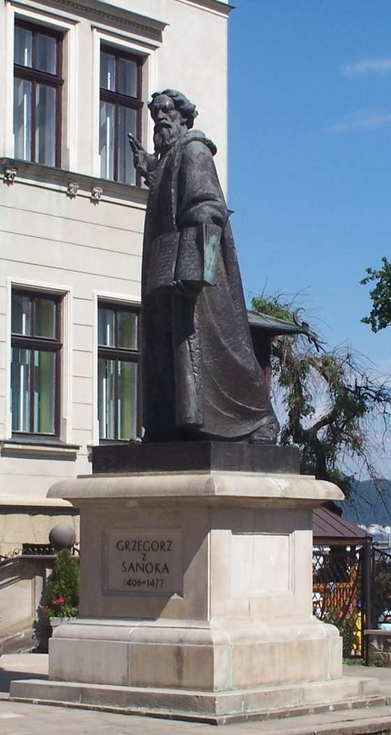ETAP V- pomnik Grzegorza z Sanoka Grzegorz z Sanoka (1407-1477) to: pierwszy polski humanista,